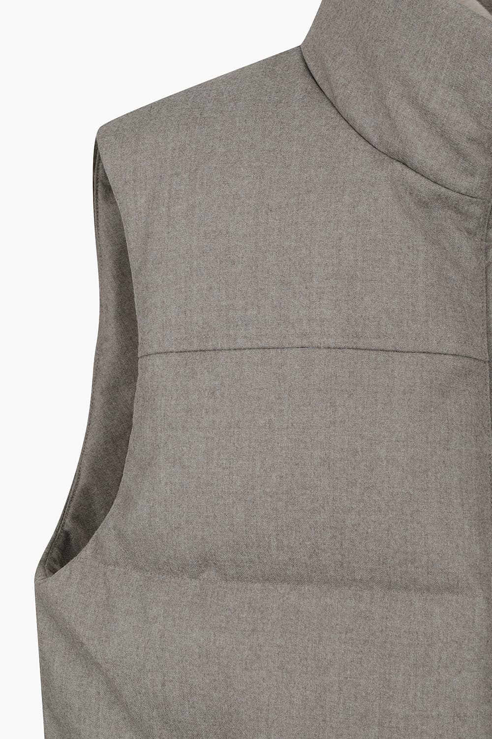 울 구스다운 램스킨 시어링 하이넥 라이트그레이 베스트