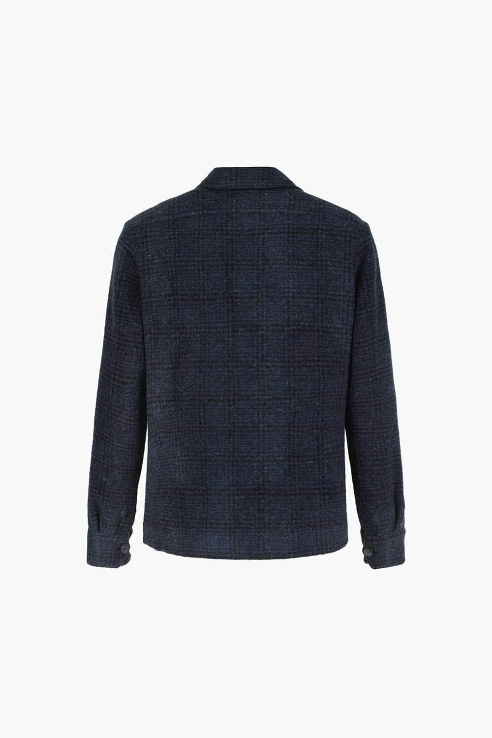 울 혼방 타탄 체크 셔츠형 다크네이비 캐주얼 자켓