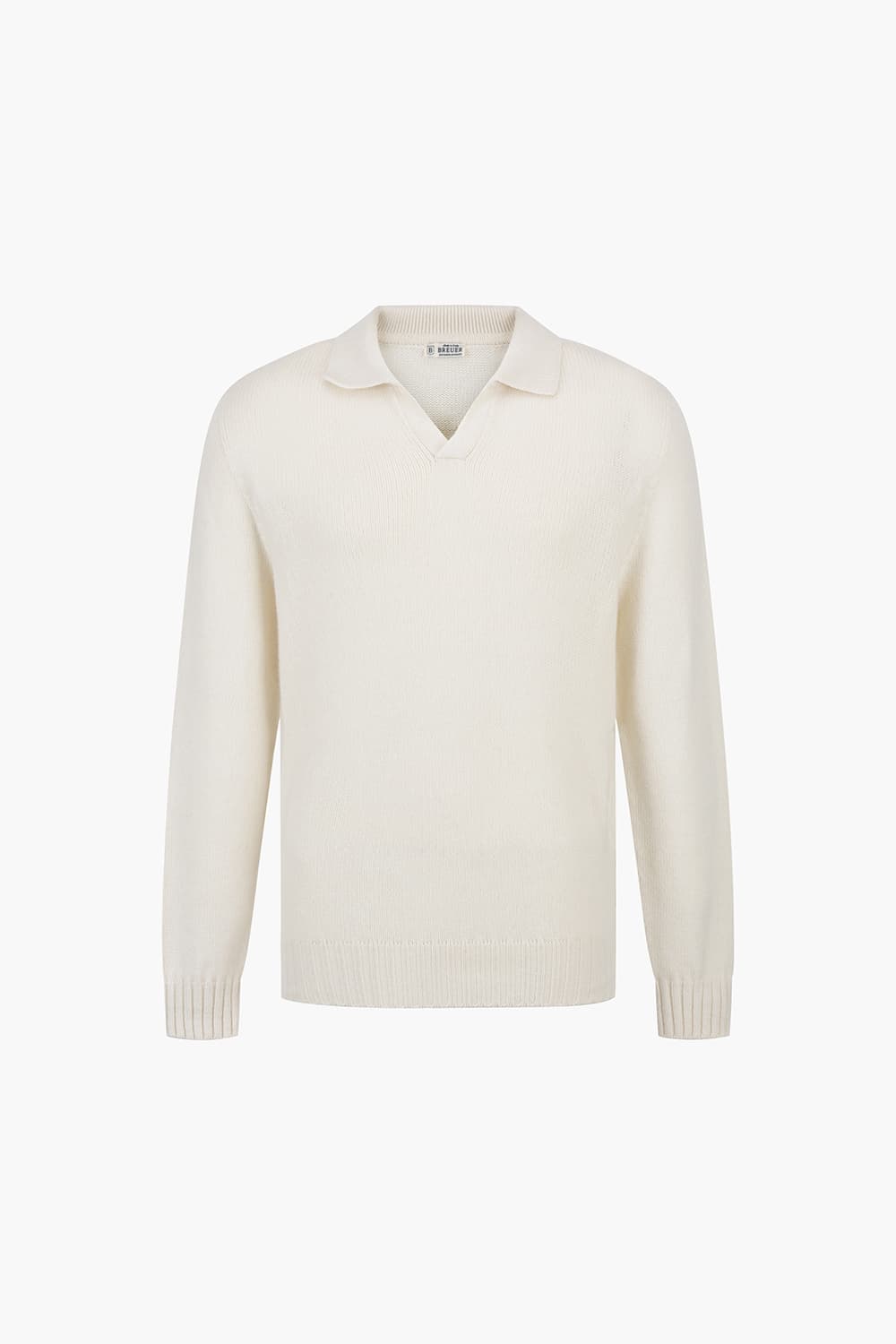 캐시미어 카라넥 아이보리 긴소매 니트