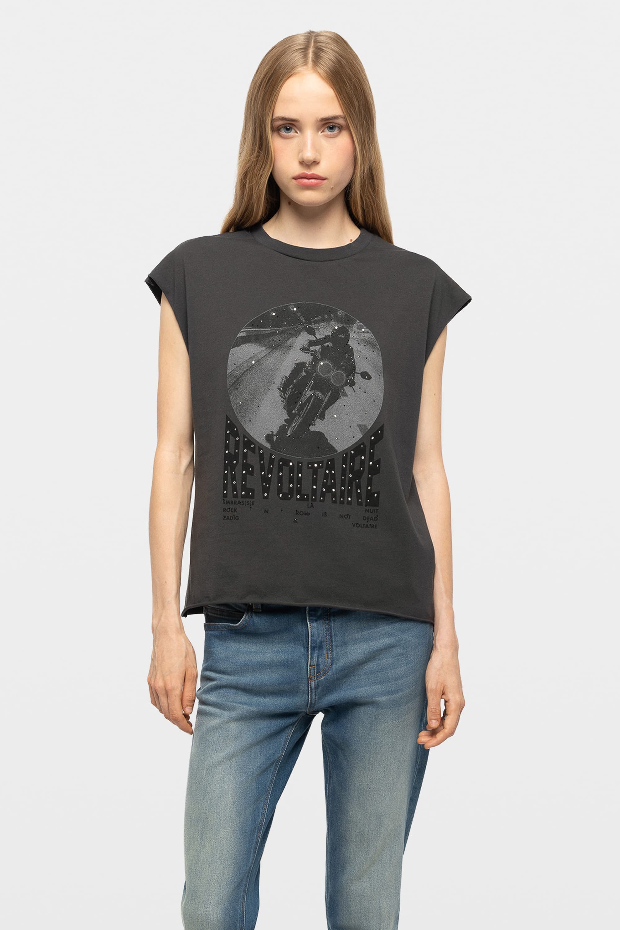 Cloe Moto Strass T-shirt