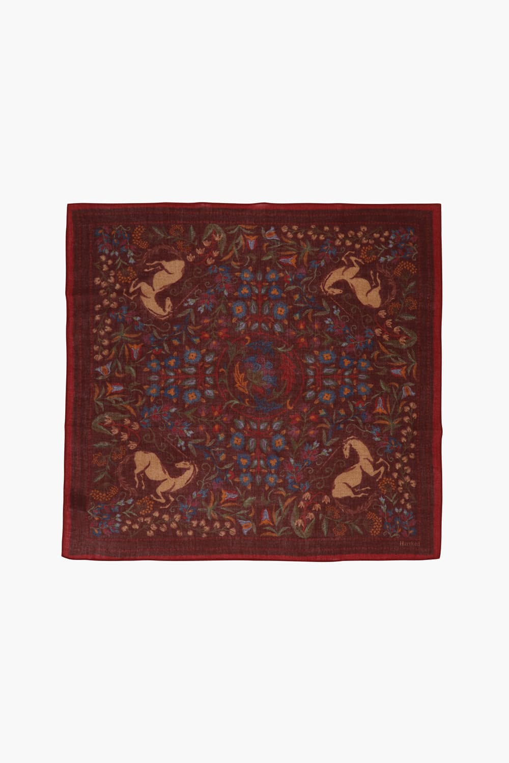 UNICORN 울 시누아즈리 패턴 101 레드 스카프