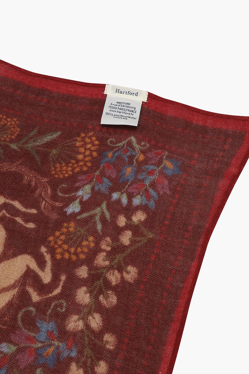 UNICORN 울 시누아즈리 패턴 101 레드 스카프