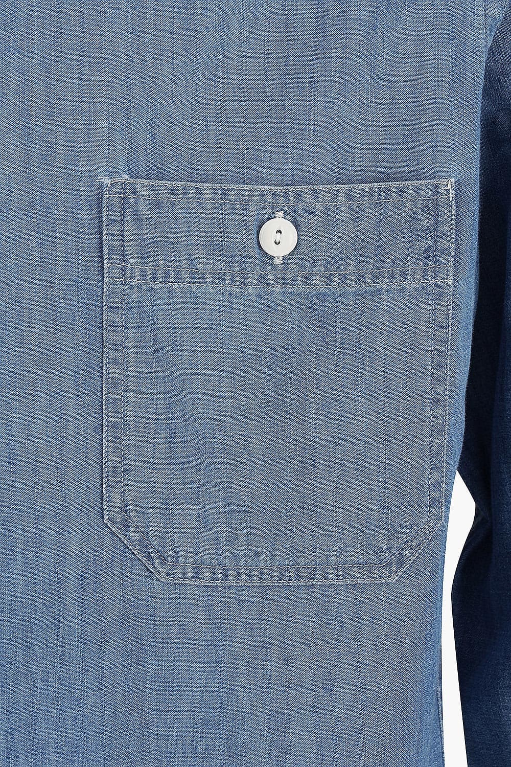 코튼 버튼 다운 투 포켓 104 블루 셔츠