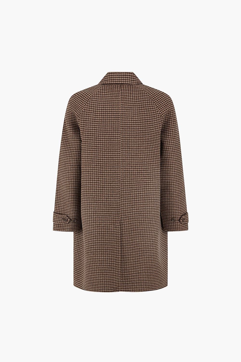 울 체크 레글런 발마칸 레드브라운 롱 코트