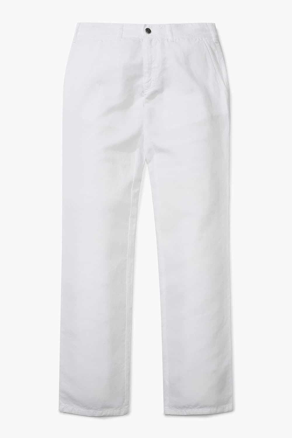 린넨 혼방 슬림 302 화이트 캐주얼 팬츠