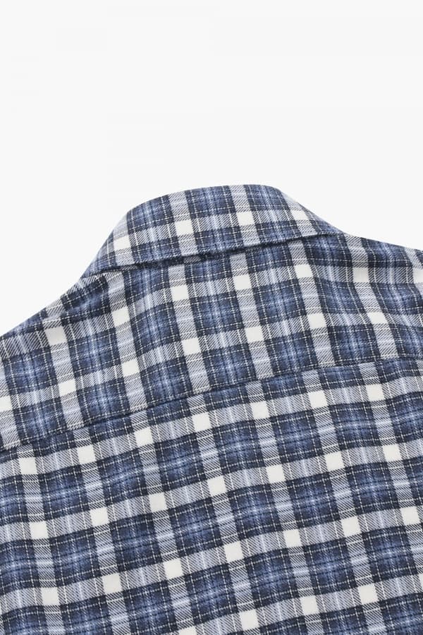 코튼 타탄 체크 플란넬 309 네이비 셔츠