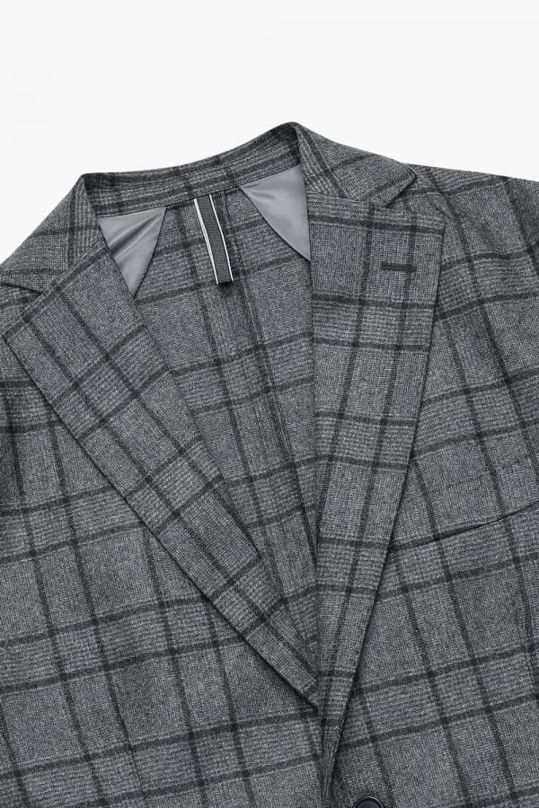 울 캐시미어 깅엄 체크 테일러드 자켓 3F99201308761