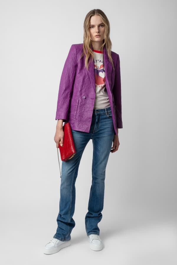 Visko Crinkled Leather Blazer